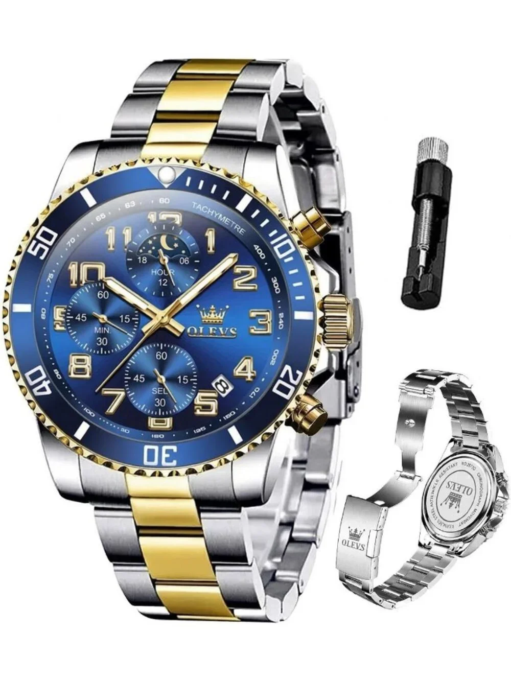 Stylish Men's Stainless Steel Watch - Luxury Big Face, Waterproof Analog